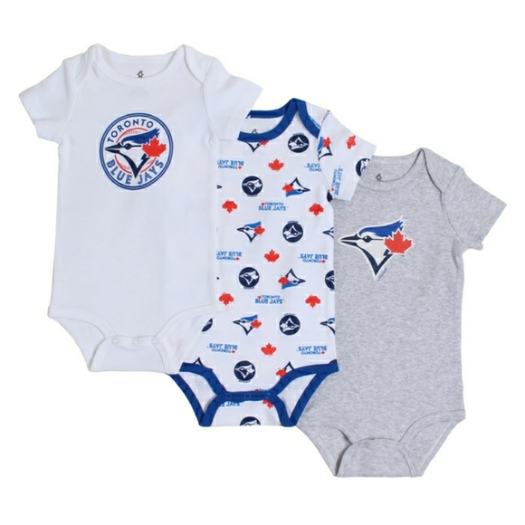 MLB Toronto Blue Jays Unisex Bodysuit 3pk Assorted - Picture 1 of 1